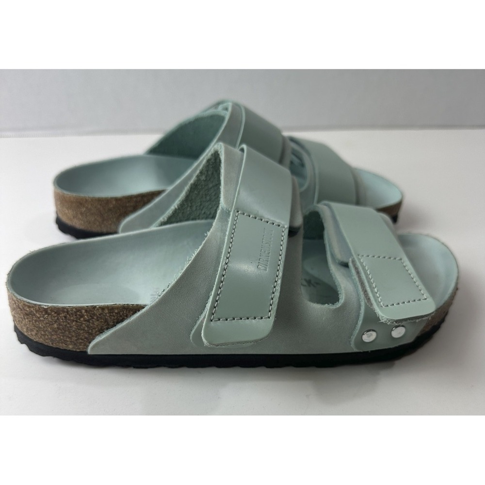 Birkenstock Uji Nubuck Leather Strap Slide Sandals Green Hook Loop Ladies Size 5 - Picture 7 of 16